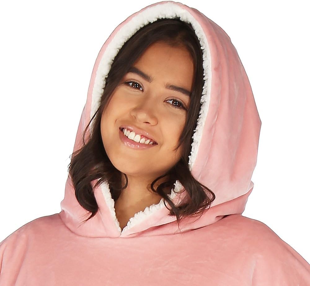 THE COMFY Original | Oversized Microfiber & Sherpa Wearable Blanket, Seen On Shark Tank, One Size Fits All (Blush) - Grand Goldman
