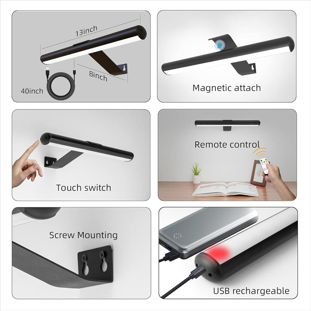 TINTINDOC Wireless LED Picture Light with Remote,Rechargeable Battery Painting Light for Display Art Work,300Lumens Brightness Adjustable Highlight Picture Painting Arts Dartboard with Metal Body - Grand Goldman