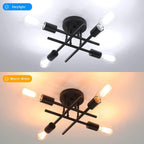 TOBUSA Semi Flush Mount Ceiling Light Fixture Matte Black, Modern Sputnik Close to Ceiling Light, Chandelier Light Fixture Ceiling for Bedroom Kitchen Living Room Dining Room, 4 Light E26 Socket - Grand Goldman