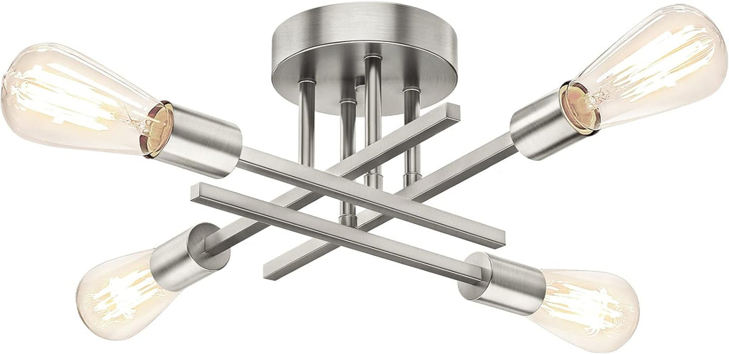 TOBUSA Semi Flush Mount Ceiling Light Fixture Matte Black, Modern Sputnik Close to Ceiling Light, Chandelier Light Fixture Ceiling for Bedroom Kitchen Living Room Dining Room, 4 Light E26 Socket - Grand Goldman