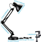 TORCHSTAR Metal Desk Lamp with Clamp, Swing Arm , Architect Adjustable Gooseneck Table Lamp, Clip Desk Lights for Home Office, Work, Study, Reading, E26 Base, Multi-Joint, Black - Grand Goldman