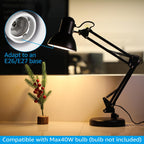 TORCHSTAR Metal Desk Lamp with Clamp, Swing Arm , Architect Adjustable Gooseneck Table Lamp, Clip Desk Lights for Home Office, Work, Study, Reading, E26 Base, Multi-Joint, Black - Grand Goldman