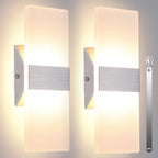 TRLIFE Modern Wall Sconces, Dimmable Wall Sconces Set of 2 Wall Mounted Lights 12W 6000K Cool White Hardwired Wall Sconce Lighting for Bedroom Bedside Bathroom Living Room Stairway Hotel(2 Pack) - Grand Goldman