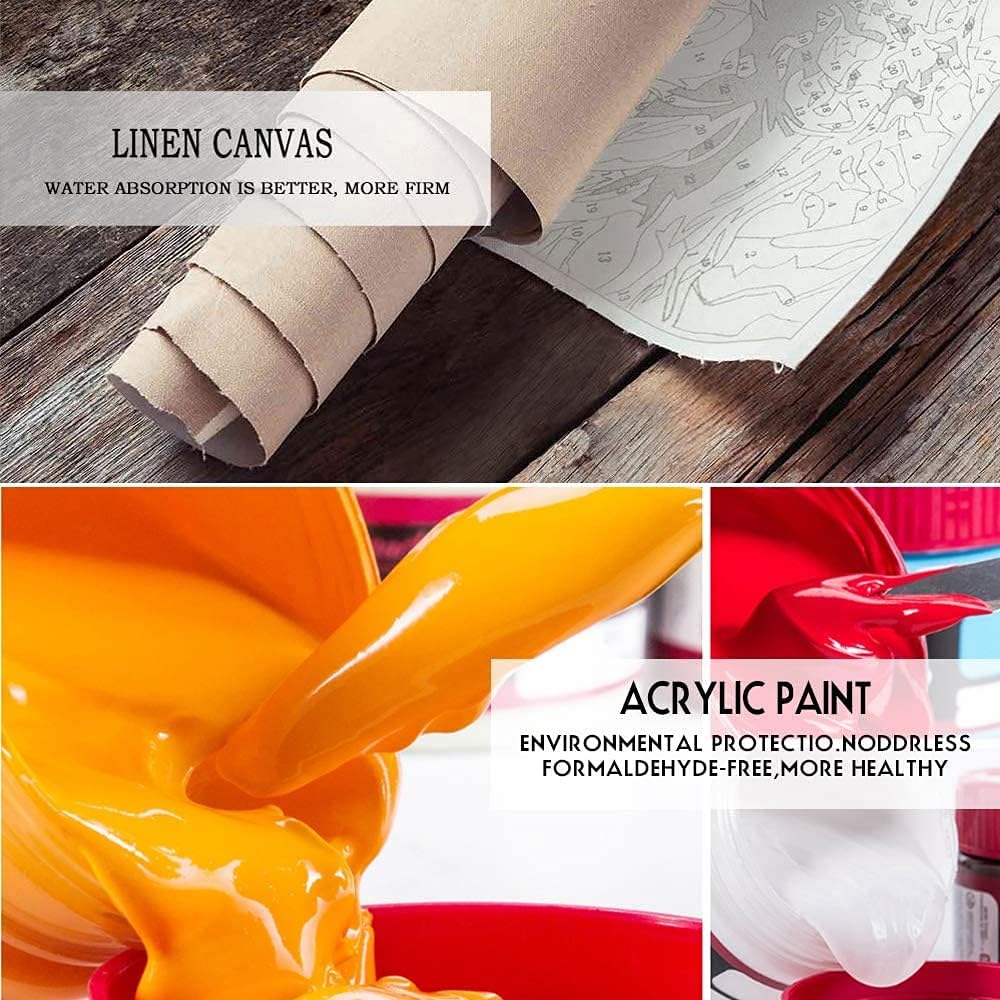 TUMOVO Flowers Paint by Numbers, Abstraction Oil Painting for Adults Kids Paint by Number, Plants Paint by Numbers with Brushes and Pigment for Home Wall Decor, 16x20 Inch, Frameless - Grand Goldman