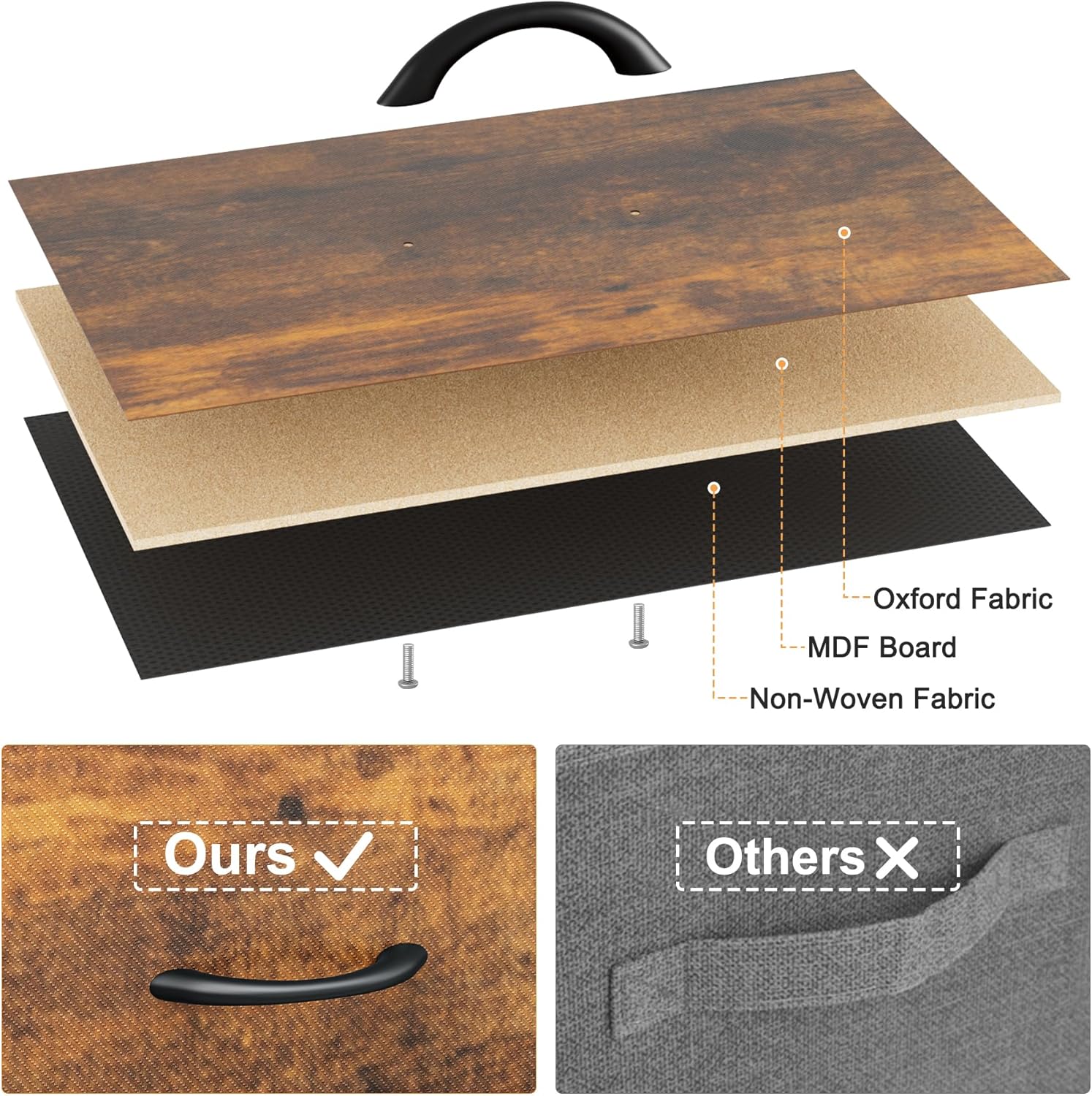 TV Stand Dresser for Bedroom, Entertainment Center with Power Outlet for 50" TV, Dressers with 4 Fabric Drawers & Open Shelves for Living Room, Bedroom, Entryway, Rustic Brown - Grand Goldman