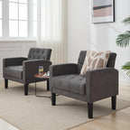 TYBOATLE Accent Chairs Set of 2, Mid Century Modern Upholstered Tufted Living Room Chair for Bedroom, Armchair Single Sofa，Reading Lounging Side Lounge Office Chair (Dark Grey, Set of 2) - Grand Goldman