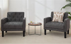 TYBOATLE Accent Chairs Set of 2, Mid Century Modern Upholstered Tufted Living Room Chair for Bedroom, Armchair Single Sofa，Reading Lounging Side Lounge Office Chair (Dark Grey, Set of 2) - Grand Goldman