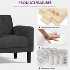 TYBOATLE Accent Chairs Set of 2, Mid Century Modern Upholstered Tufted Living Room Chair for Bedroom, Armchair Single Sofa，Reading Lounging Side Lounge Office Chair (Dark Grey, Set of 2) - Grand Goldman