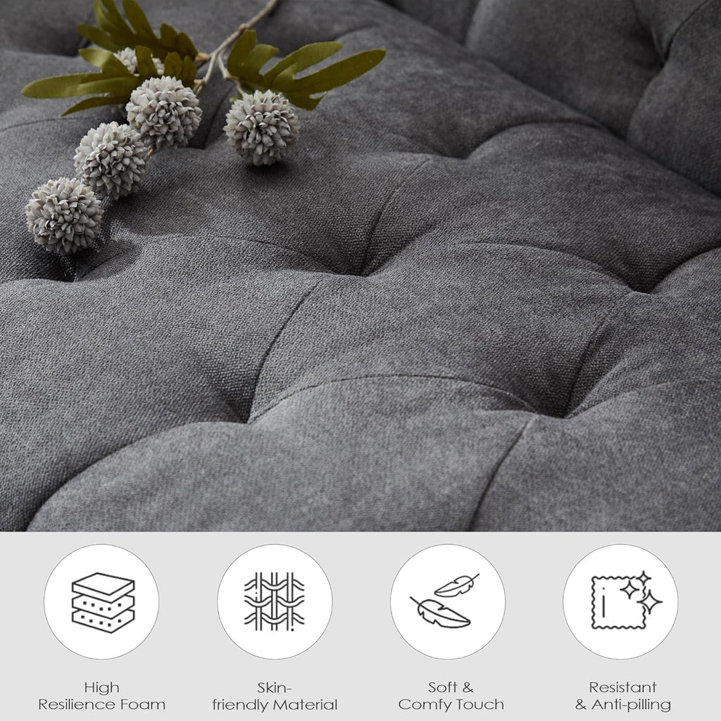 TYBOATLE Accent Chairs Set of 2, Mid Century Modern Upholstered Tufted Living Room Chair for Bedroom, Armchair Single Sofa，Reading Lounging Side Lounge Office Chair (Dark Grey, Set of 2) - Grand Goldman