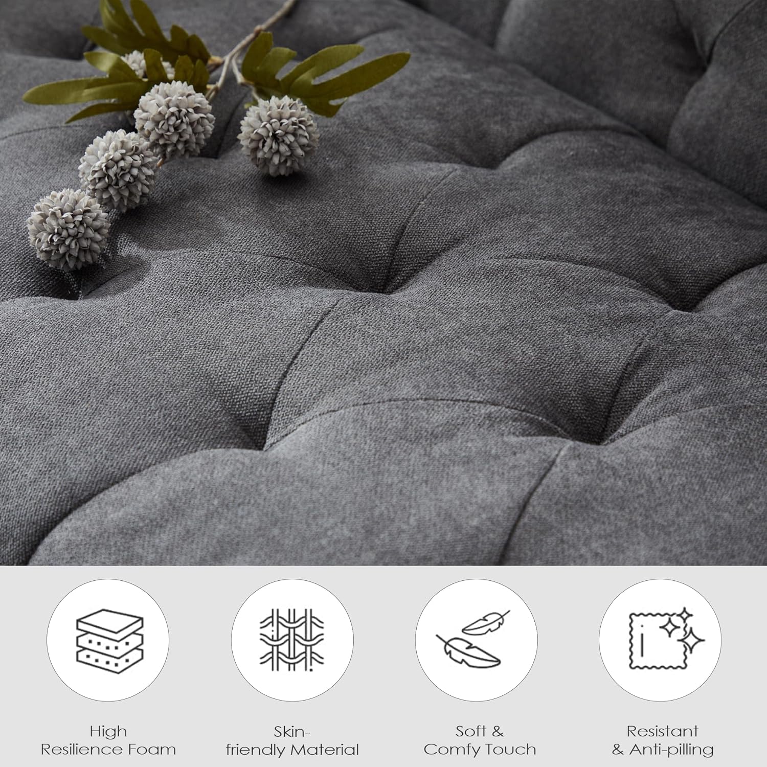 TYBOATLE Accent Chairs Set of 2, Mid Century Modern Upholstered Tufted Living Room Chair for Bedroom, Armchair Single Sofa，Reading Lounging Side Lounge Office Chair (Dark Grey, Set of 2) - Grand Goldman