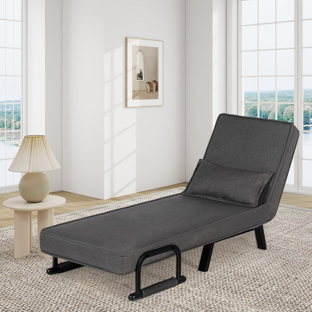 TYBOATLE Sleep Chair Bed, Comfy Convertible Sleeper Chairs for Adults, 5 in 1 Folding Sofa Bed with 5-Position Adjustable Backrest & Pillow, Cozy Small Chair Couch for Small Spaces, Office (Dark Grey) - Grand Goldman