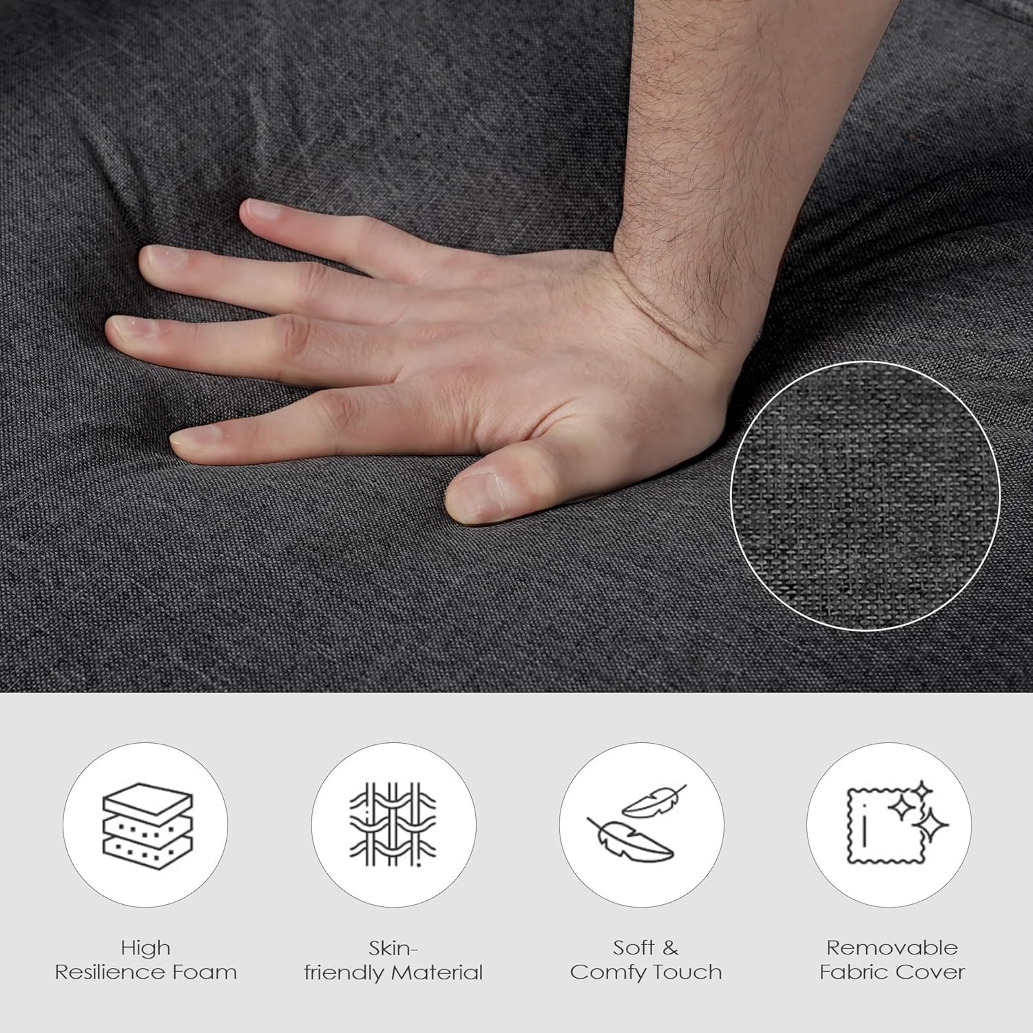 TYBOATLE Sleep Chair Bed, Comfy Convertible Sleeper Chairs for Adults, 5 in 1 Folding Sofa Bed with 5-Position Adjustable Backrest & Pillow, Cozy Small Chair Couch for Small Spaces, Office (Dark Grey) - Grand Goldman