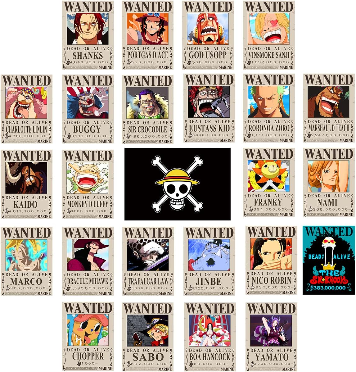 TYZZHOA 25PCS Anime [OP] Wanted Posters 30×21cm, New Bounty Edition, Straw Hat Pirates Crew Nika Luffy 3 Billion, Zoro, Sanji, [OP] Anime Gifts - Grand Goldman