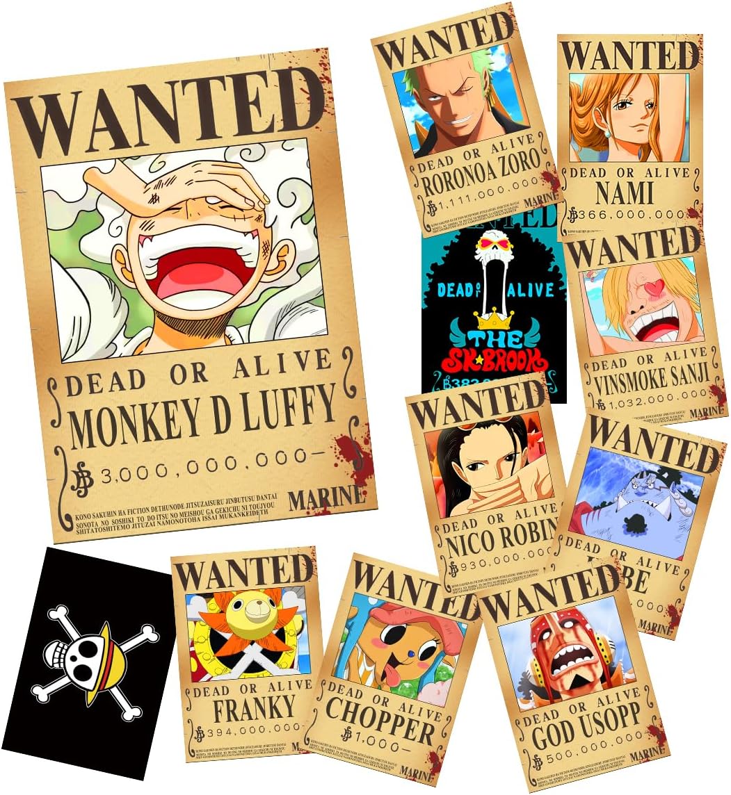 TYZZHOA 25PCS Anime [OP] Wanted Posters 30×21cm, New Bounty Edition, Straw Hat Pirates Crew Nika Luffy 3 Billion, Zoro, Sanji, [OP] Anime Gifts - Grand Goldman