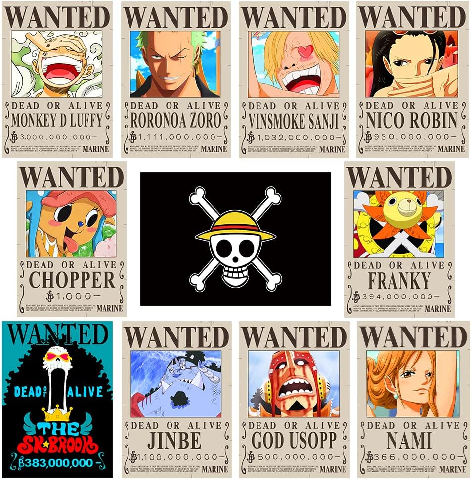 TYZZHOA 25PCS Anime [OP] Wanted Posters 30×21cm, New Bounty Edition, Straw Hat Pirates Crew Nika Luffy 3 Billion, Zoro, Sanji, [OP] Anime Gifts - Grand Goldman