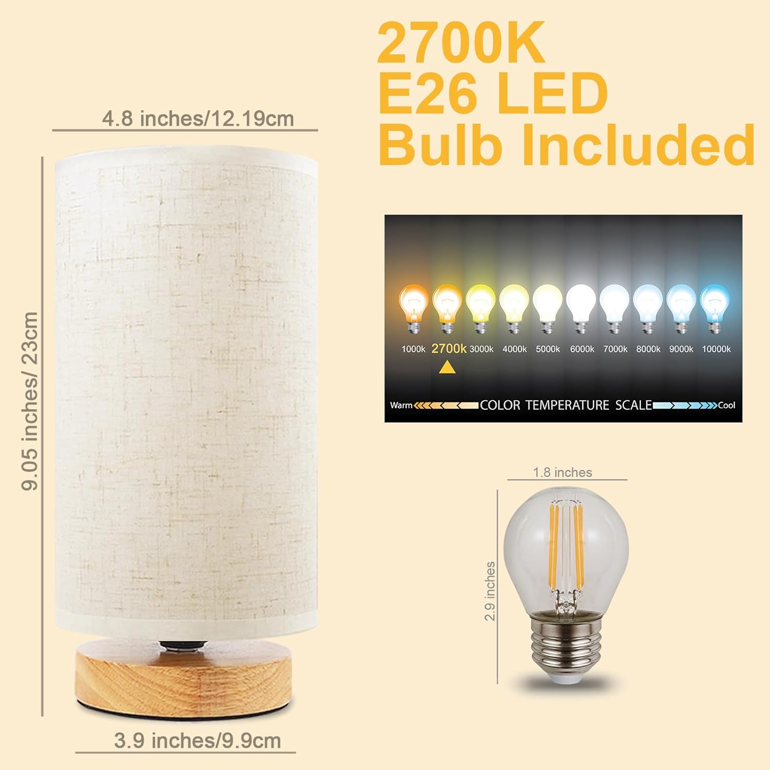 Table Lamp for Bedroom - Small Beside Lamps for Night Stands Home Office - Minimalist Design Warm Light Mini Boho Lamp - Fits in Kids,Living,Nursey Room,College Dorm - Awesome Gift Choice - Grand Goldman