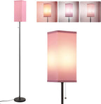 Tall Floor Lamp with Linen Shade - 3 Color Temperature, Black, LED Bulbs, Pull Chain Switch, Easy Assembly - Grand Goldman