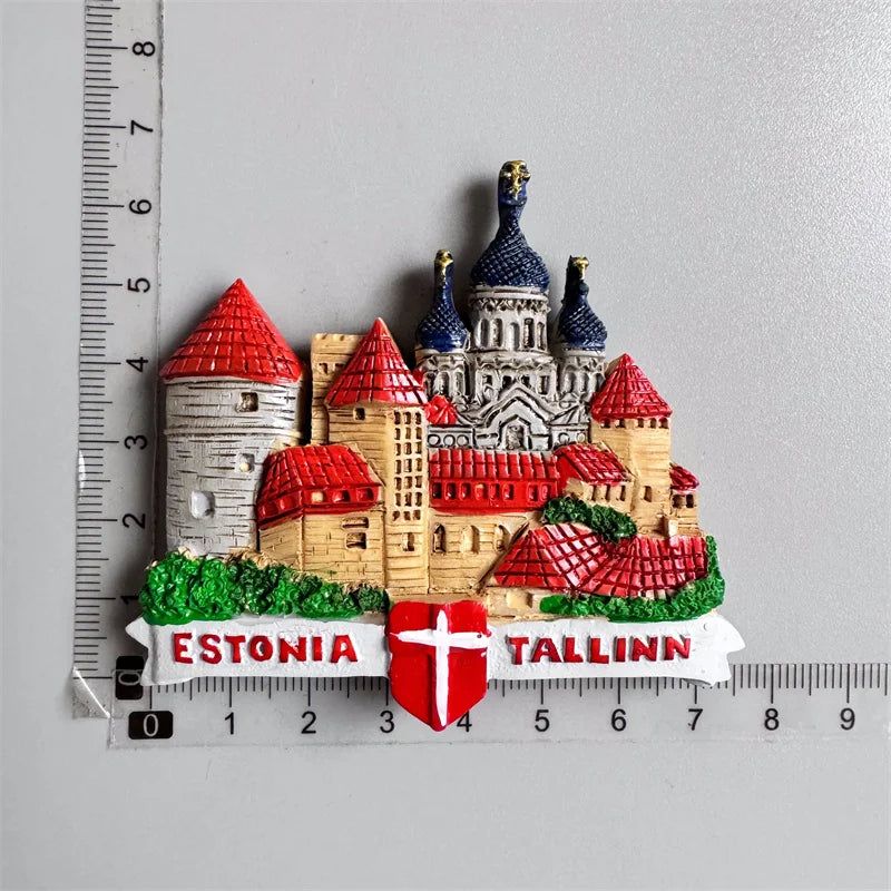 Tallinn Estonia fridge magnets tourist souvenir 3D Resin Crafts Magnetic Refrigerator Stickers Collection Decoration Gifts - Grand Goldman