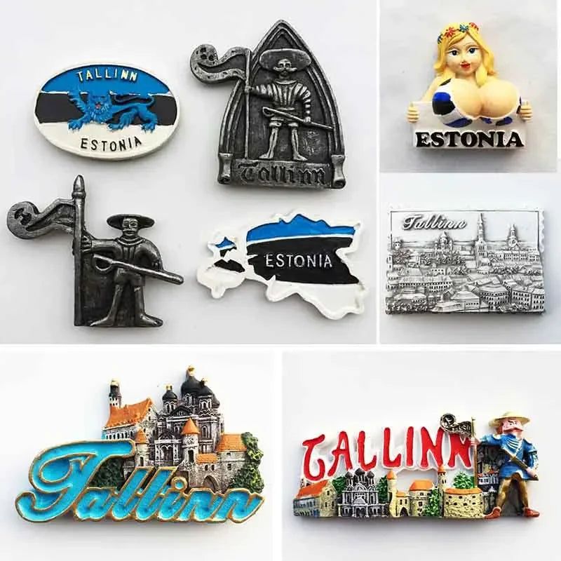 Tallinn Estonia fridge magnets tourist souvenir 3D Resin Crafts Magnetic Refrigerator Stickers Collection Decoration Gifts - Grand Goldman