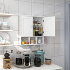 TaoHFE Bathroom Wall Cabinet with 2 Door Adjustable Shelves,Over The Toilet Storage White Wall Mounted Medicine Cabinets for Bathroom Laundry Room Kitchen - Grand Goldman