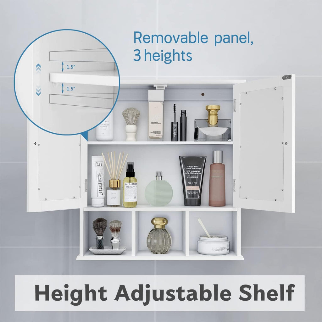 TaoHFE Bathroom Wall Cabinet with 2 Door Adjustable Shelves,Over The Toilet Storage White Wall Mounted Medicine Cabinets for Bathroom Laundry Room Kitchen - Grand Goldman