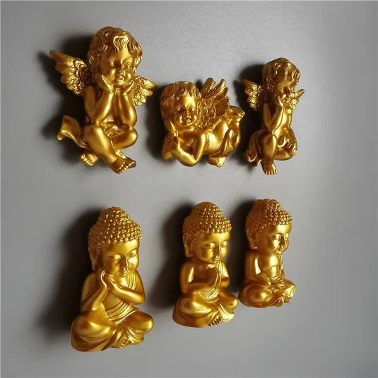 Thailand Golden Buddha Fridge Magnets 3d Cartoon Lovely Golden Angel Refrigerator Magnetic stickers Home Decoration Gift - Grand Goldman