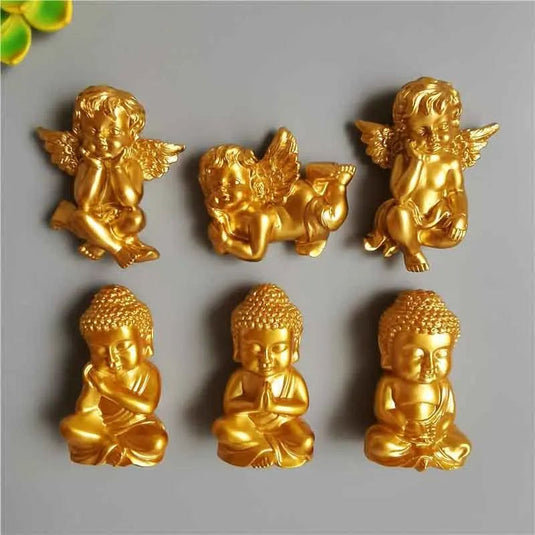 Thailand Golden Buddha Fridge Magnets 3d Cartoon Lovely Golden Angel Refrigerator Magnetic stickers Home Decoration Gift - Grand Goldman