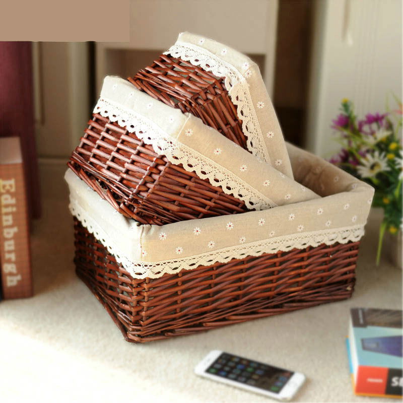 The storage basket willow rattan storage basket kitchen finishing Home Furnishing supplies storage basket wholesale sundry snacks desktop - Grand Goldman