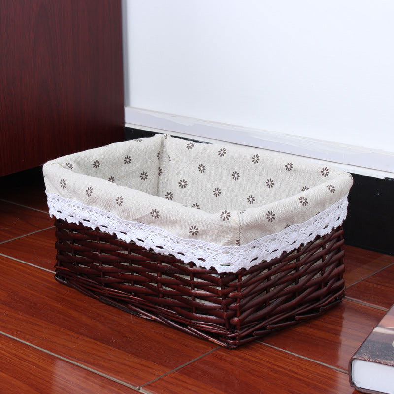 The storage basket willow rattan storage basket kitchen finishing Home Furnishing supplies storage basket wholesale sundry snacks desktop - Grand Goldman