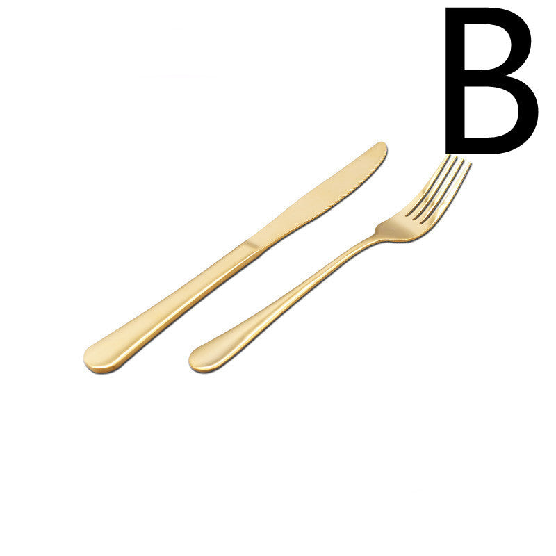 Thickened Stainless Steel Steak Knife And Fork Set - Grand Goldman