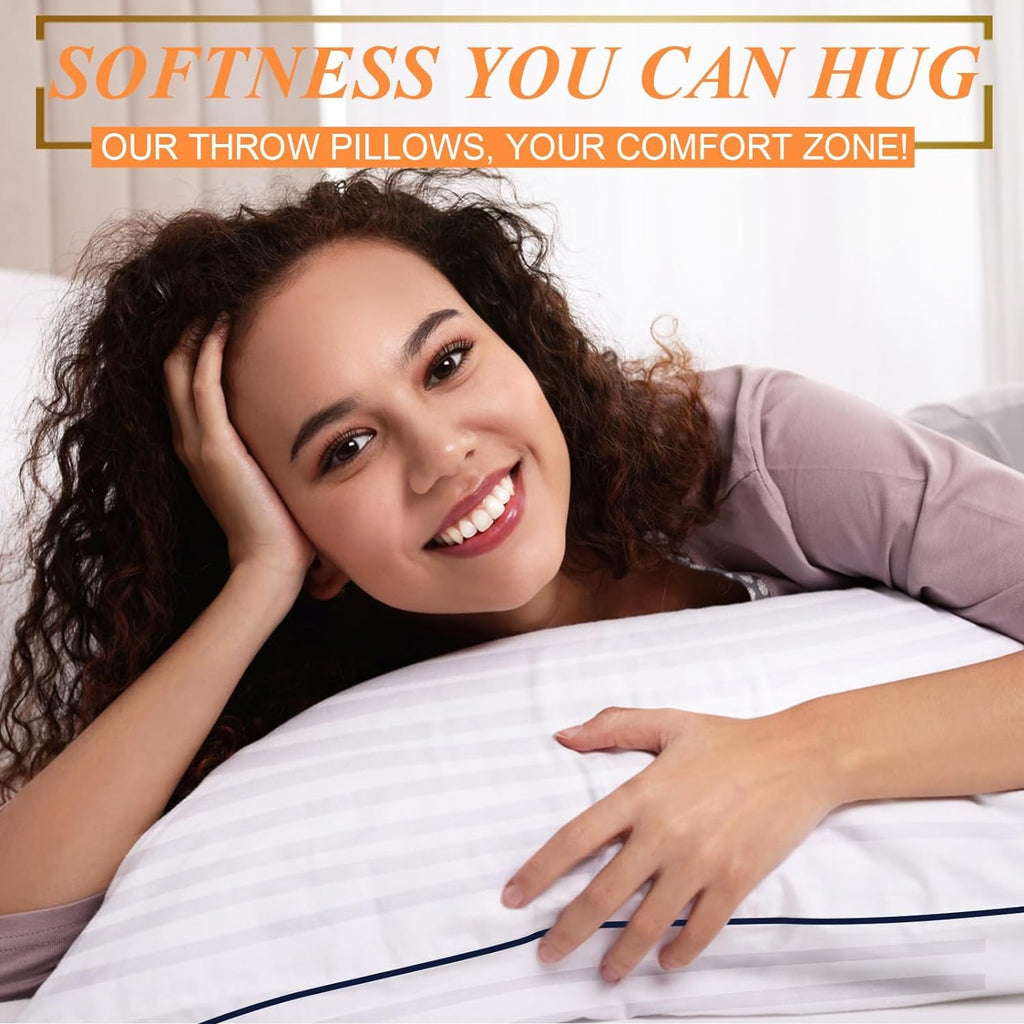 Throw Pillows Insert, 18'' x 18'' Set of 2, Decorative for Couch, Sofa or Bed with Premium Down Alternative Filled, White - Grand Goldman