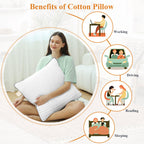 Throw Pillows Insert, 18'' x 18'' Set of 2, Decorative for Couch, Sofa or Bed with Premium Down Alternative Filled, White - Grand Goldman