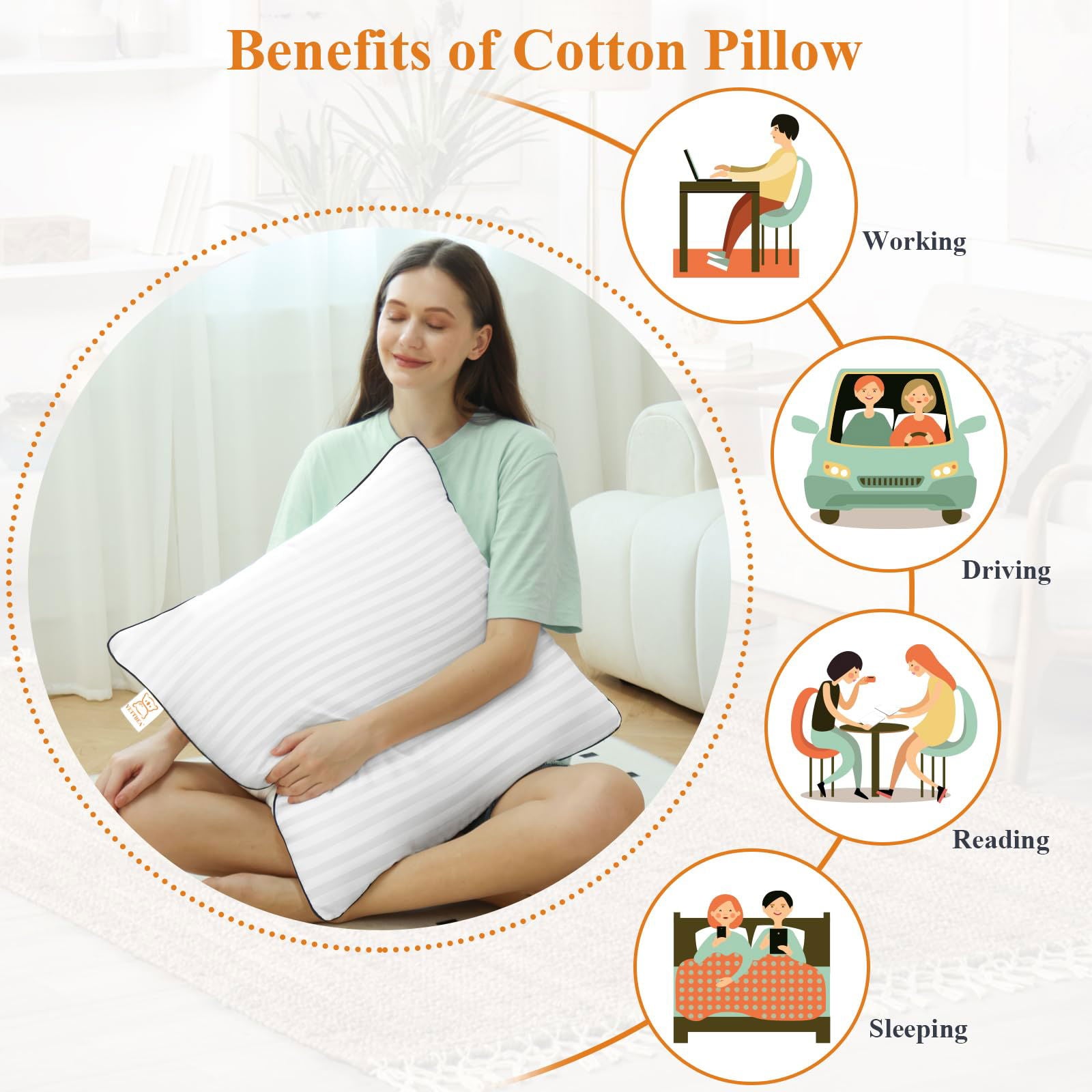 Throw Pillows Insert, 18'' x 18'' Set of 2, Decorative for Couch, Sofa or Bed with Premium Down Alternative Filled, White - Grand Goldman