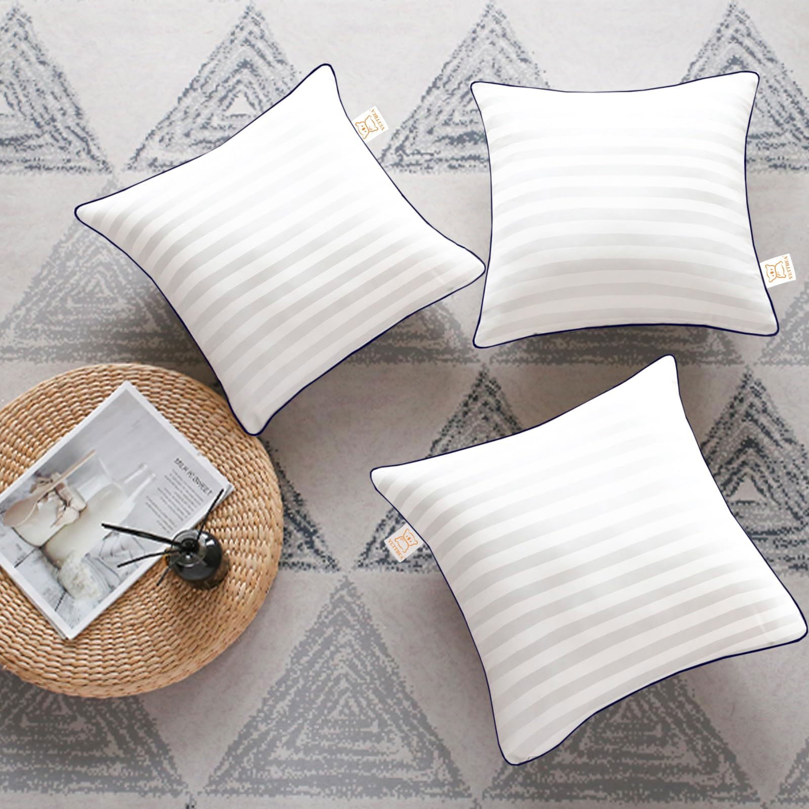 Throw Pillows Insert, 18'' x 18'' Set of 2, Decorative for Couch, Sofa or Bed with Premium Down Alternative Filled, White - Grand Goldman