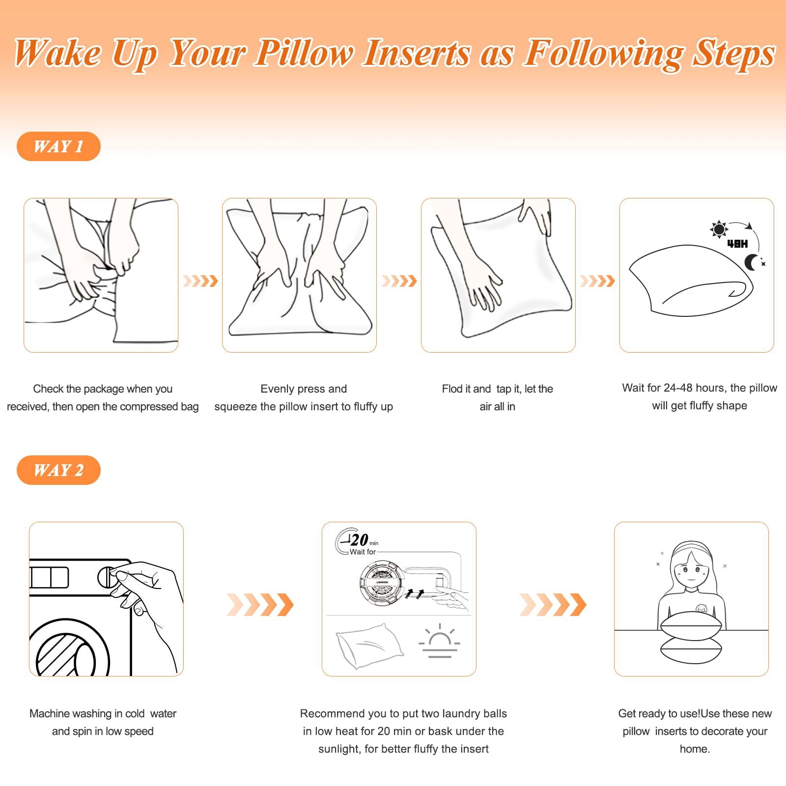 Throw Pillows Insert, 18'' x 18'' Set of 2, Decorative for Couch, Sofa or Bed with Premium Down Alternative Filled, White - Grand Goldman