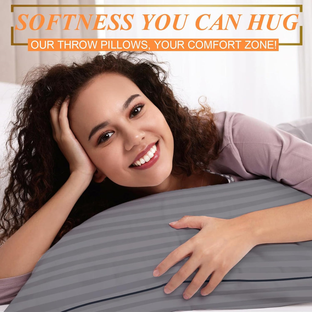 Throw Pillows Insert, 18'' x 18'' Set of 2, Decorative for Couch, Sofa or Bed with Premium Down Alternative Filled, White - Grand Goldman