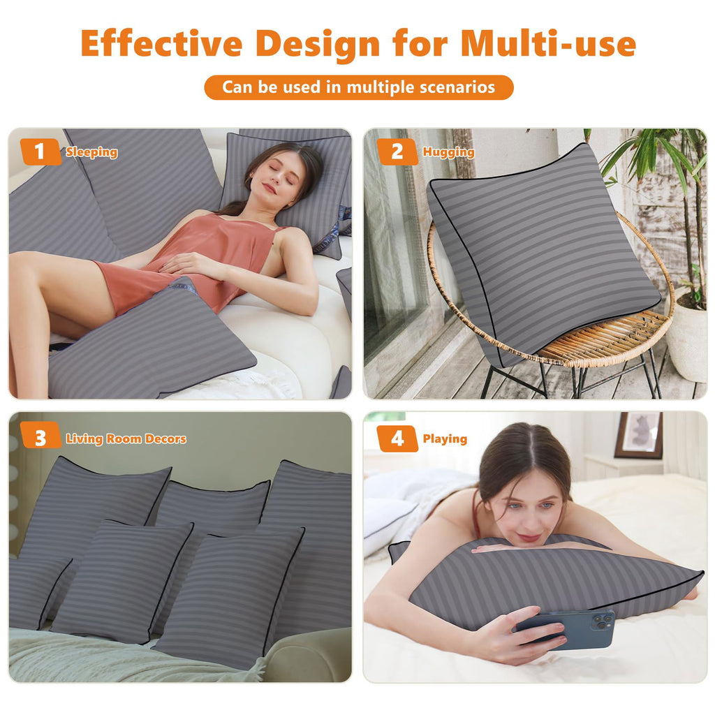 Throw Pillows Insert, 18'' x 18'' Set of 2, Decorative for Couch, Sofa or Bed with Premium Down Alternative Filled, White - Grand Goldman