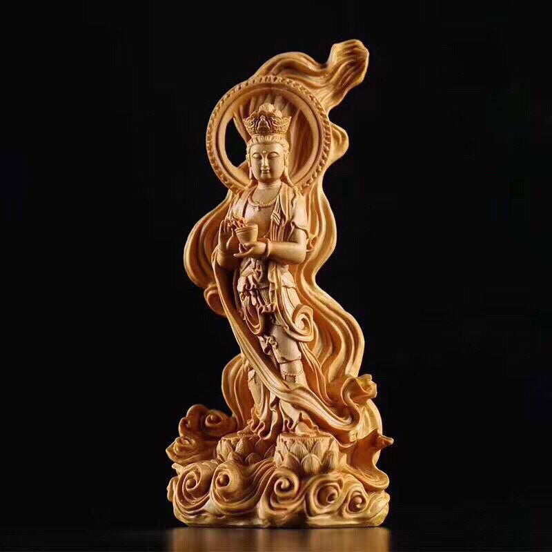 Thuja Crossing The Sea Guanyin Wood Carving Craft Gift Home Decoration - Grand Goldman