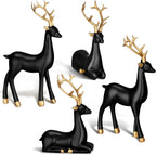 Thyle 4 Pcs Christmas Resin Sitting Standing Deer Statue Reindeer Figurines Deer Decorations for Home Indoor Rustic Christmas Home Decor Statue Small Reindeer Sculpture (Gold) - Grand Goldman