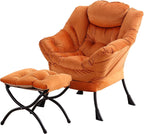 Tiita Lazy Chair with Ottoman, Modern Large Accent Lounge Chair, Leisure Sofa Armchair with Ottoman, Reading Chair with Footrest for Bedroom, Living Room, Dorm Rooms, Garden and Courtyard - Grand Goldman