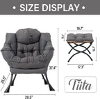 Tiita Lazy Chair with Ottoman, Modern Large Accent Lounge Chair, Leisure Sofa Armchair with Ottoman, Reading Chair with Footrest for Bedroom, Living Room, Dorm Rooms, Garden and Courtyard - Grand Goldman