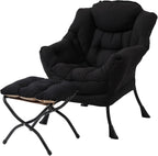 Tiita Lazy Chair with Ottoman, Modern Large Accent Lounge Chair, Leisure Sofa Armchair with Ottoman, Reading Chair with Footrest for Bedroom, Living Room, Dorm Rooms, Garden and Courtyard - Grand Goldman