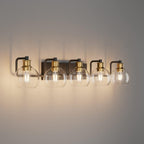 Tipace Black & Gold Vintage Bathroom Vanity Light Fixtures Over Mirror Glass Globe 3 Lights Industrial Vanity Lights Farmhouse Bath Lighting(Exclude Bulb) - Grand Goldman