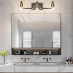 Tipace Black & Gold Vintage Bathroom Vanity Light Fixtures Over Mirror Glass Globe 3 Lights Industrial Vanity Lights Farmhouse Bath Lighting(Exclude Bulb) - Grand Goldman