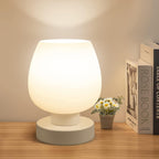 Touch Bedside Table Lamp - Modern Small Lamp for Bedroom Living Room Nightstand, Desk lamp with White Opal Glass Lamp Shade, Warm LED Bulb, 3 Way Dimmable, Simple Design Mother's Day Gifts - Grand Goldman