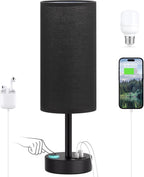 Touch Bedside Table Lamp with USB - 3 Way Dimmable Wood Lamp for Bedroom Nightstand, Desk Lamp with Charging Station for Dorm, Living Room, Office, Kids Room, Nursery, Small - Grand Goldman