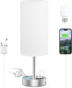 Touch Bedside Table Lamp with USB - 3 Way Dimmable Wood Lamp for Bedroom Nightstand, Desk Lamp with Charging Station for Dorm, Living Room, Office, Kids Room, Nursery, Small - Grand Goldman