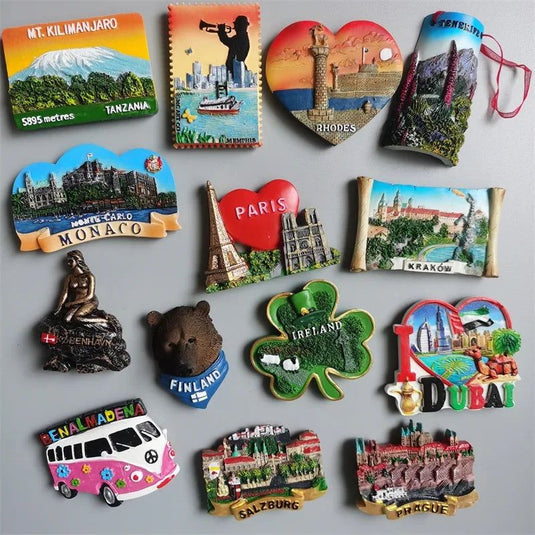 Tourist Souvenir Fridge Maggnet Germany Italy Bulgaria Paris Tanzania Denmark Spain Greece Prague Monaco DUBAI Poland Home Decor - Grand Goldman