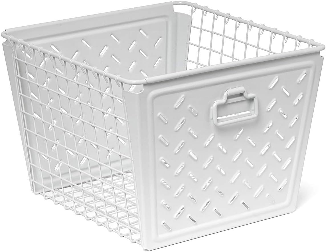 Tovolo Paws Macklin Basket Steel Bin with Cute Pawprint Design, Pet Accessory Rust-Resistant Finish, Cat & Dog Toy Organization & Storage, Medium, Industrial Gray - Grand Goldman