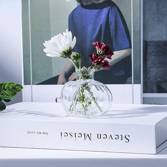 Transparent Glass Dry Flower Vase - Grand Goldman
